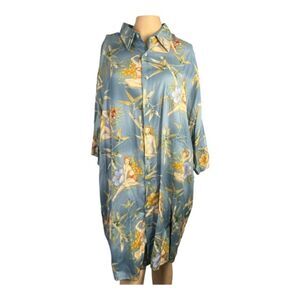 Pierre Cardin Hawaiian Shirt – Blue with Tropical Pin-Up Print